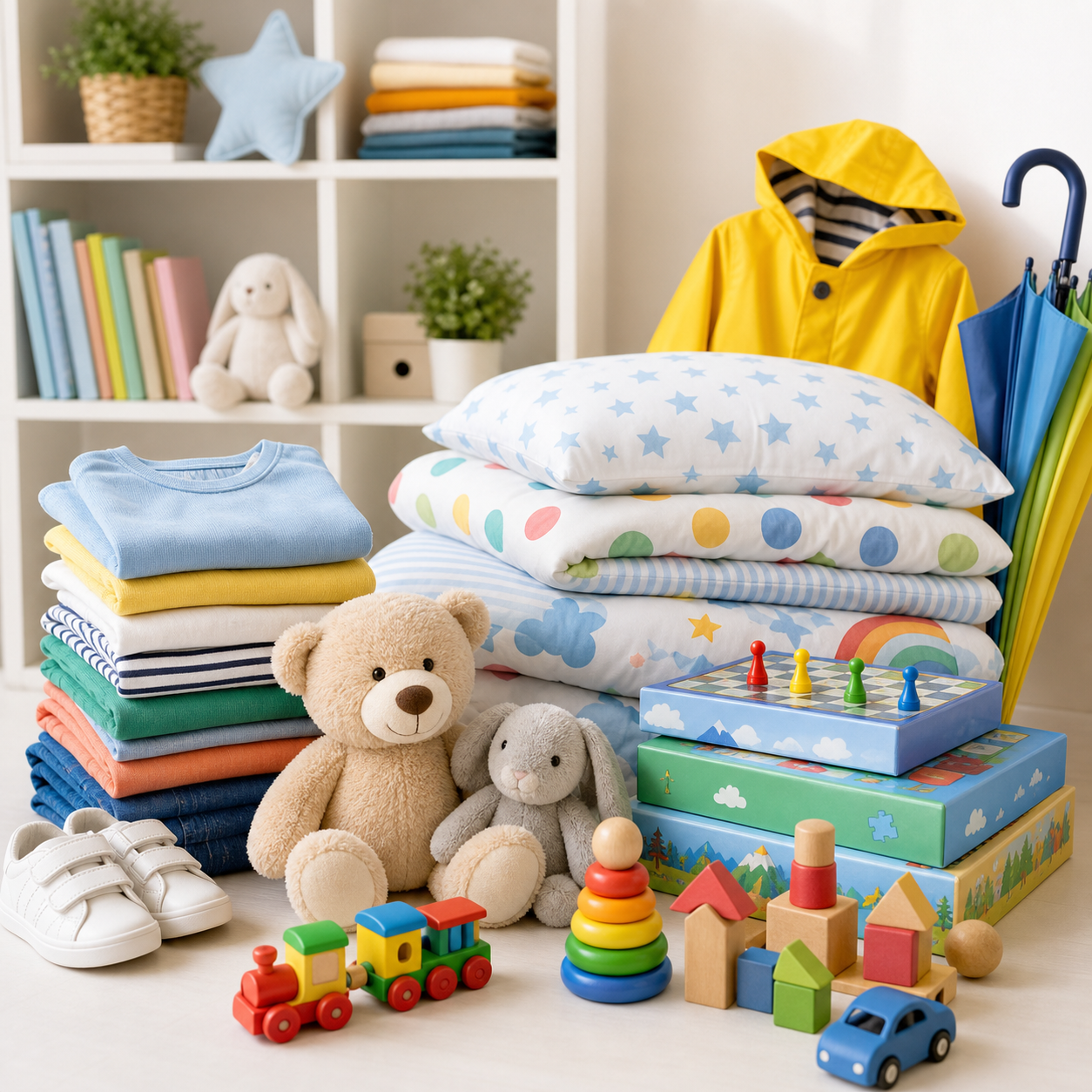 Children's clothing, bedding, toys, games and seasonal products